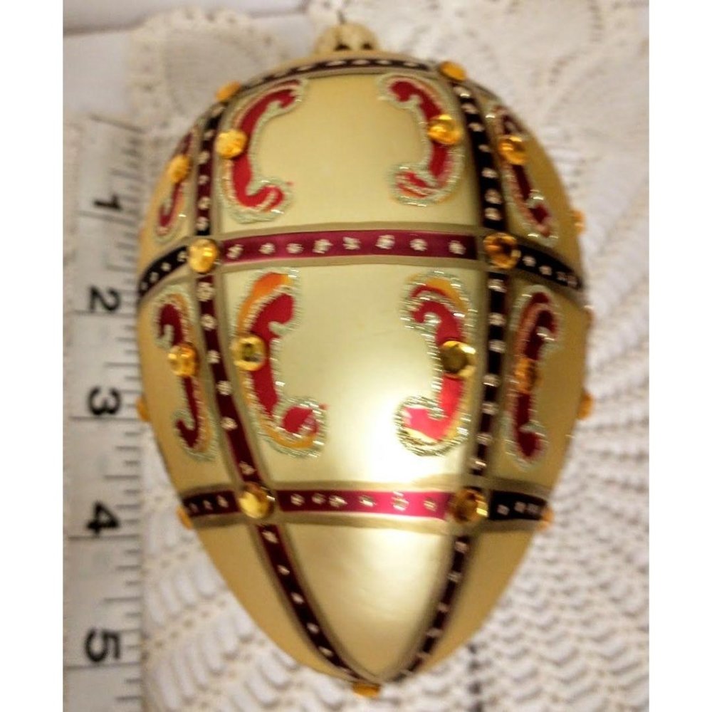 Adler Red Gold Noble Gems Glass Ornament NIB